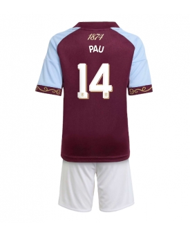 Aston Villa Pau Torres #14 Maglia Gara Casa Repliche 2025-26 Bambino Maniche Corte
